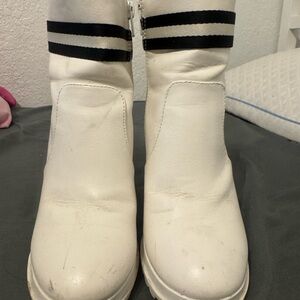 JustFab White and Black Ankle Booties